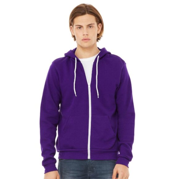 Bella + Canvas Unisex Poly-Cotton Fleece Full-Zip Hoodie - 3739 - Team Purple - Picture 1 of 3